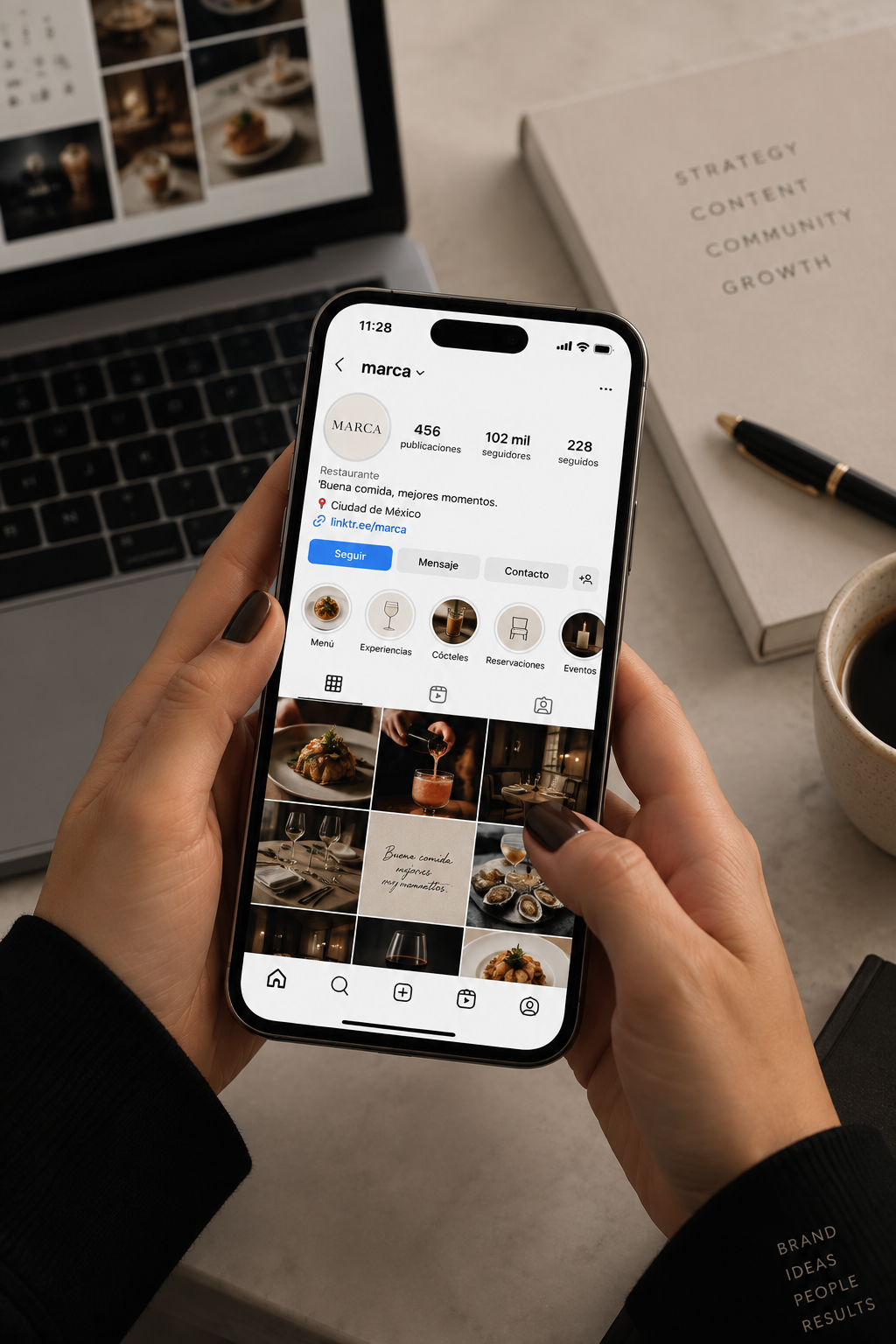Perfil y feed de la marca como lo ve la audiencia